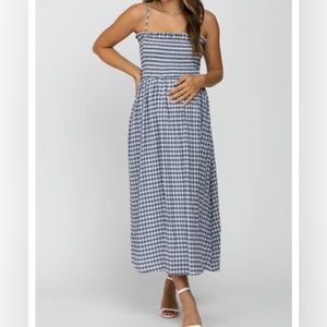 Mabel Navy Checkered Maternity Dress